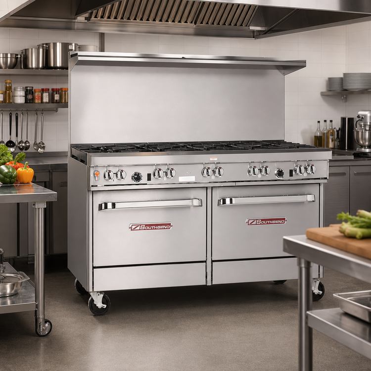 Product image #2 for Ultimate 60-Inch Gas Restaurant Range with 9 Open Burners and 2 Convection Ovens