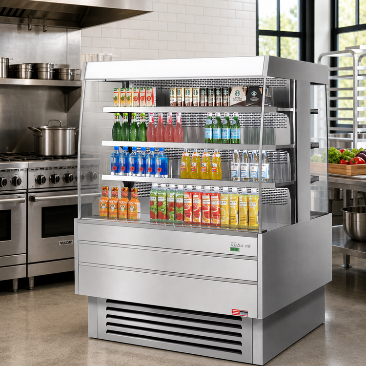 Product image #2 for Turbo Air Open Curved Island Display Self-Serve Refrigerated Merchandiser, 17.6 Cu. Ft., Stainless Steel, 220V