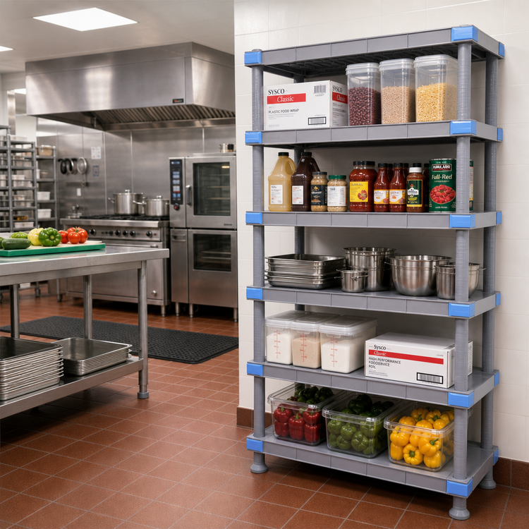 Product image #2 for Quantum Millenia 36"W x 18"D x 74"H Stationary Polymer Shelving Starter Unit with 5 Solid Shelves