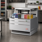 Thumbnail image #2 for Turbo Air TOM-36L-UFD-S-1S-N Low-Profile Horizontal Open Display Merchandiser, 4.6 Cu. Ft., Self-Contained, R-290, Tempered Glass