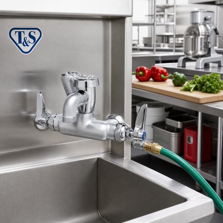 Product image #2 for T&S Brass Wall Mount Service Sink Faucet with Vacuum Breaker and Garden Hose Outlet