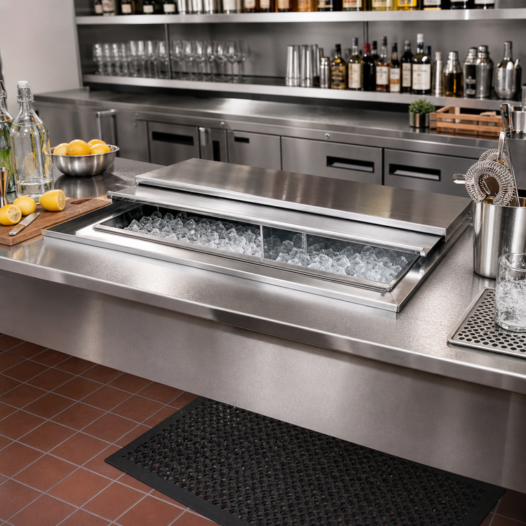 Product image #2 for Glastender 32-Inch Drop-In Ice Bin with Sliding Cover, 89 lb Capacity