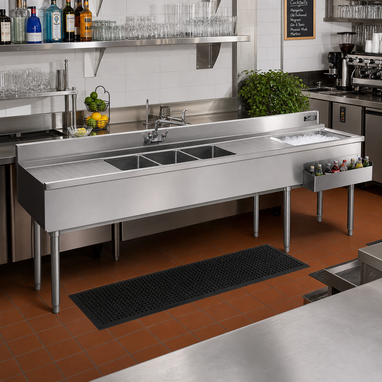 Product image #2 for Eagle Group 2200 Series 8-Foot Underbar Combination Unit with 4 Sink Bowls and Right Ice Bin