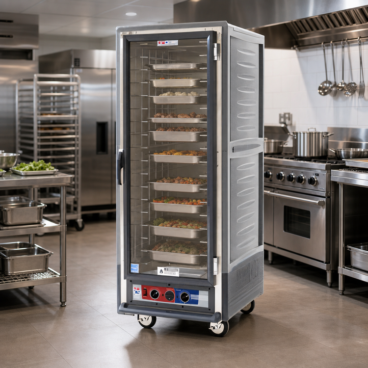 Product image #2 for Metro C5 Insulation Armour 3 Series Mobile Full-Height Heated Holding Cabinet, Gray, Clear Door, Low Watt, 35-Pan Capacity