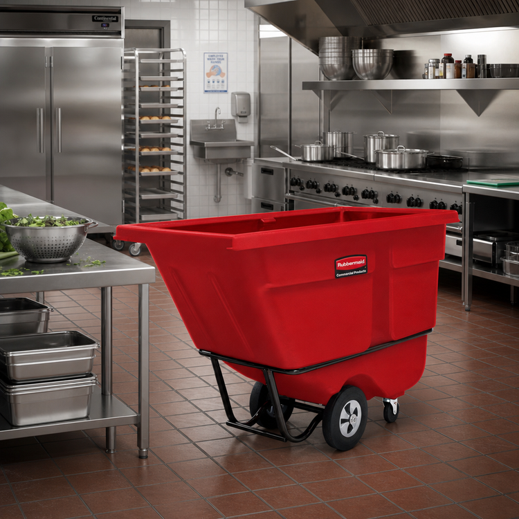 Product image #2 for Rubbermaid Commercial Products Rotational Molded Utility Duty Tilt Truck, 1 Cubic Yard, 1250 lb. Capacity, Red