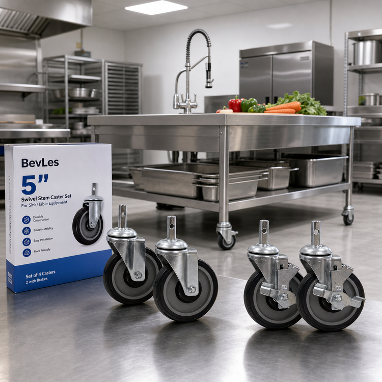 Product image #2 for BevLes 5-Inch Swivel Stem Caster Set for Sink/Table Equipment