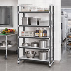 Thumbnail image #2 for Cambro Camshelving® Elements EXU184284S5480 Stationary Polymer Shelving Starter Unit, 18 x 42 x 84, Solid 5-Tier, Speckled Gray