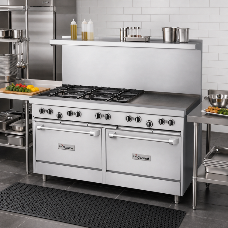 Product image #2 for Garland US Range 60-Inch Gas Restaurant Range with 4 Open Burners and 36-Inch Griddle, 2 Storage Bases