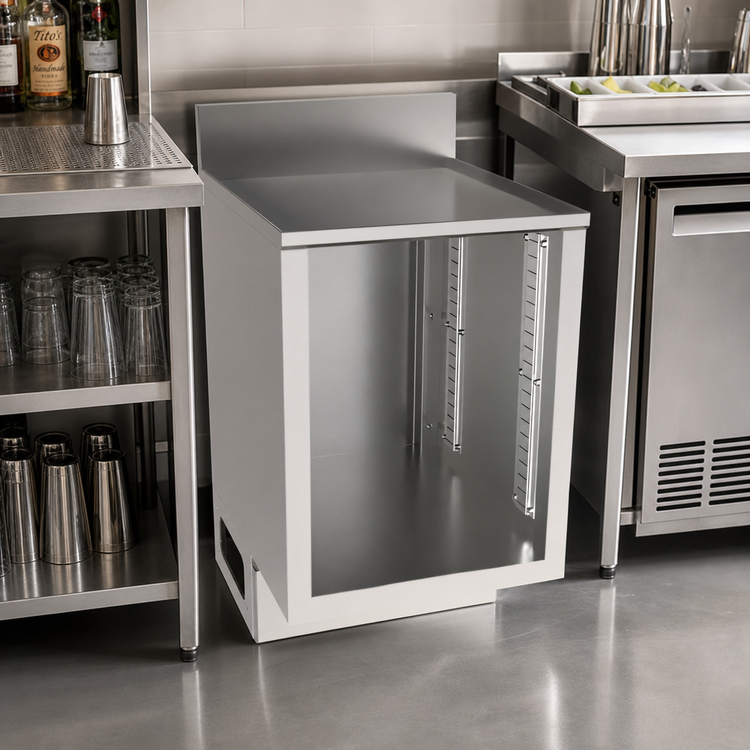 Product image #3 for BK Resources Well Series Flat Top Stainless Steel Underbar Cabinet Base, 21 x 18 Inches