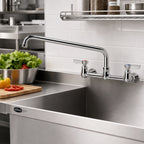 Thumbnail image #2 for Krowne Silver Series 12-814L Commercial Backsplash-Mount Faucet, 8-Inch Centers, 14-Inch Swing Spout, Ceramic Valve Case of 12