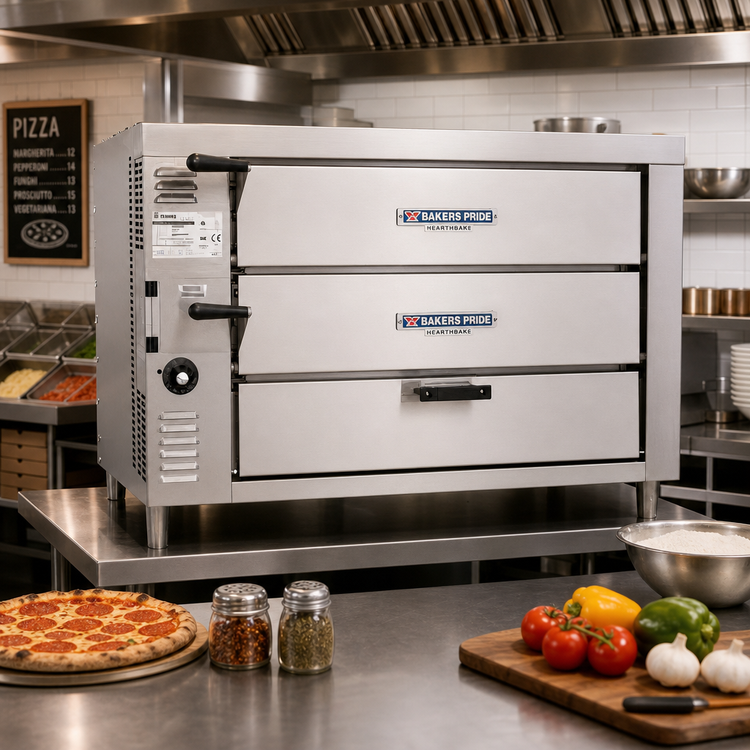 Product image #2 for Bakers Pride HearthBake Series GP61-HP High-Performance Countertop Gas Double-Compartment Pizza/Bake Oven with 2 Cordierite Decks
