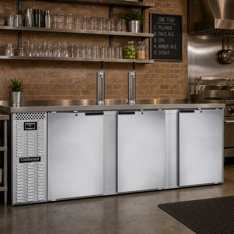 Product image #2 for Continental Refrigerator KC90NSS 90" Three-Door Commercial Keg Cooler with 2 Taps