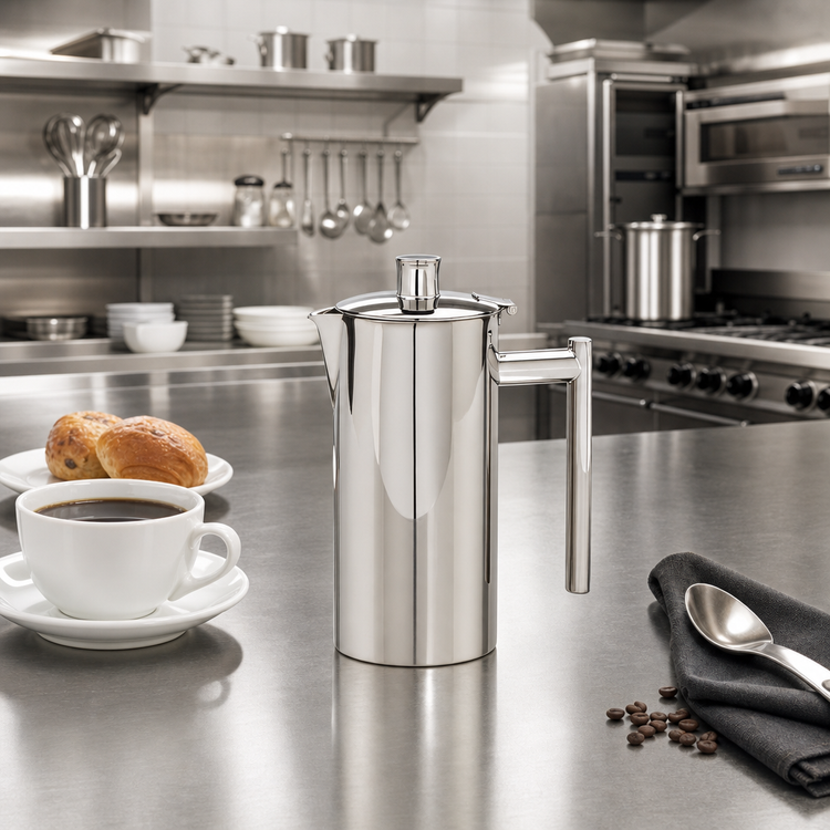 Product image #2 for Elegance Double-Wall Stainless Steel Mirror Finish Coffee Pot, 16 oz.