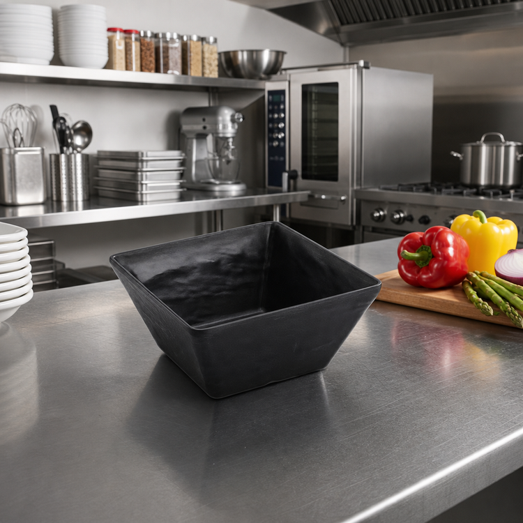 Product image #2 for American Metalcraft 58 oz. Square Break-Resistant Melamine Bowl, Faux Slate Black, 7 Inch
