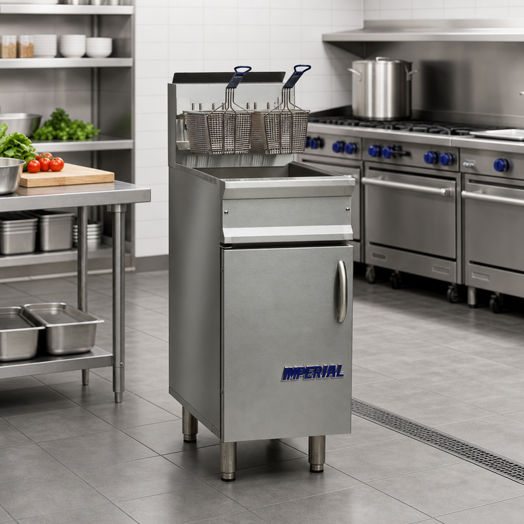 Product image #2 for Imperial Restaurant Series Range Match Gas Open Pot Fryer, 40 lb. Floor Model