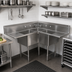 Thumbnail image #2 for John Boos Pro-Bowl 3-Compartment Corner Sink with Dual Drainboards, 16-Gauge Stainless Steel