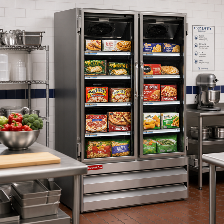 Product image #2 for Howard-McCray GF48BM-FF 48 Cu. Ft. Two-Section Glass Door Reach-In Freezer Merchandiser