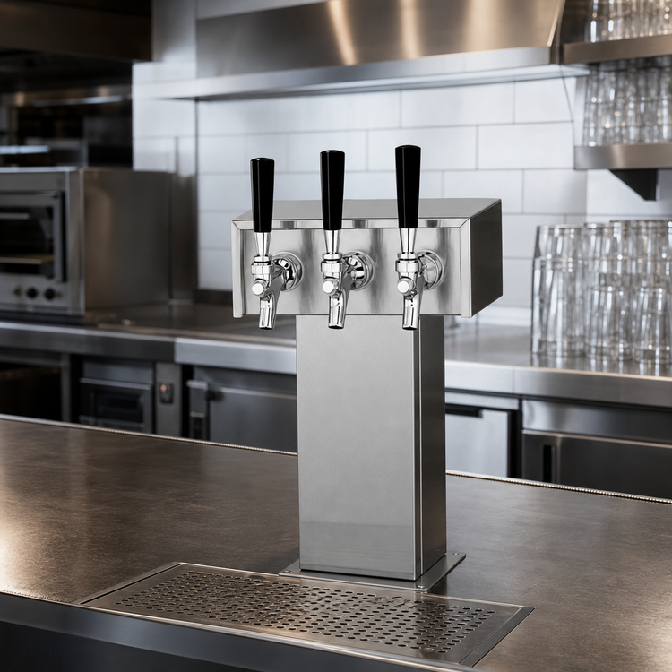 Product image #2 for Perlick 3780-3BPC 3-Faucet Air-Cooled Tee Draft Beer Tower, Polished Chrome