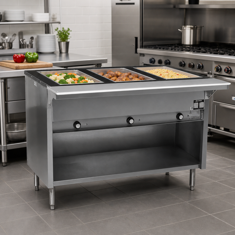 Product image #2 for Eagle Spec-Master 48-Inch Electric Hot Food Table with Three 12 x 20-Inch Wet/Dry Wells and Open Base