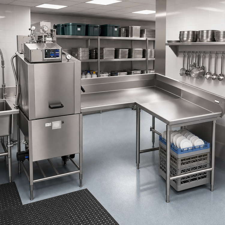 Product image #2 for Right-Hand Corner Clean Dishtable, 48-Inch Machine-to-Corner, 60-Inch Corner-to-End, 16/430 Stainless Steel