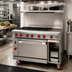 Thumbnail image #2 for American Range Green Flame 48-Inch Commercial Gas Range with 24-Inch Griddle, 4 Open Burners, Standard Oven, and Storage Base