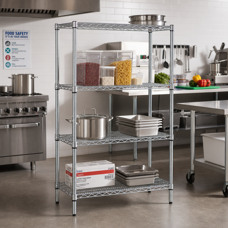 Product image #2 for Eagle Group 4-Tier Starter Wire Shelving Unit, 42 x 24 x 63 Inches, Stainless Steel Finish