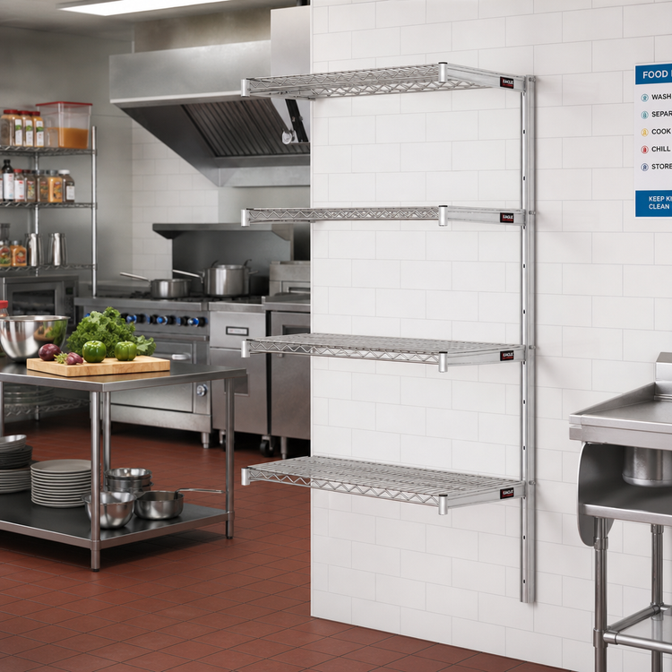 Product image #2 for Eagle Group 4-Tier Add-On Wire Shelving Unit, 24 x 24 x 63 Inches, Stainless Steel Finish