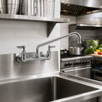 Thumbnail image #2 for Eagle Group 300804-X Commercial Splash-Mounted Mixing Faucet, 14-Inch Spout, 8-Inch Centers, Swing Nozzle