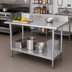 Thumbnail image #2 for Advance Tabco 84 Inch x 30 Inch 16 Gauge Stainless Steel Work Table with 5 Inch Backsplash and Adjustable Undershelf