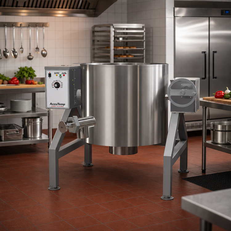Product image #2 for AccuTemp Edge Series 30-Gallon Gas Self-Contained Tilting Steam Kettle, 2/3 Jacketed