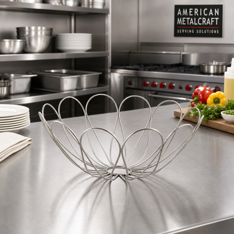 Product image #3 for American Metalcraft Bloom Round Stainless Steel Serving Basket, 11 Inch