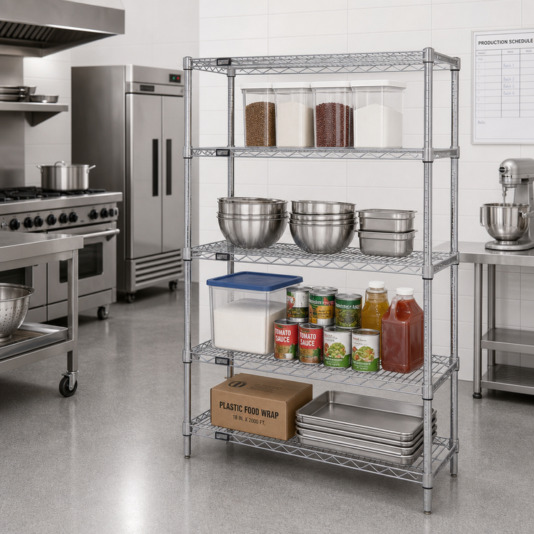 Product image #2 for Quantum 36 in. W x 30 in. D x 54 in. H Stationary Wire Shelving Starter Kit, Chrome Plated, 600-800 lb Capacity