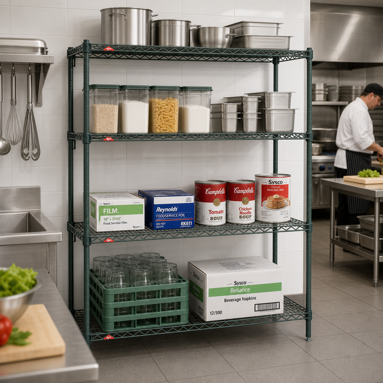 Product image #3 for Metro Super Adjustable Super Erecta Starter Wire Shelving Unit, 60W x 21D x 63H, 4 Shelves, Metroseal 3 Green Epoxy-Coated Finish
