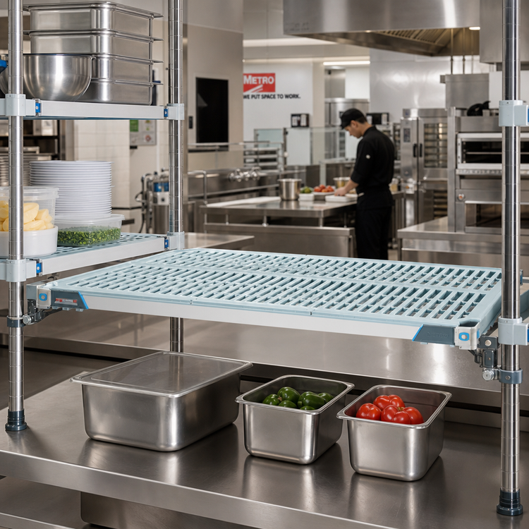Product image #2 for MetroMax i 30"W x 18"D Vented Open Grid Polymer Shelf with Microban