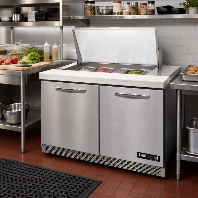 Product image #2 for Continental Refrigerator D48N12M-FB Designer Line 48" Two-Section Mighty Top Sandwich Prep Table