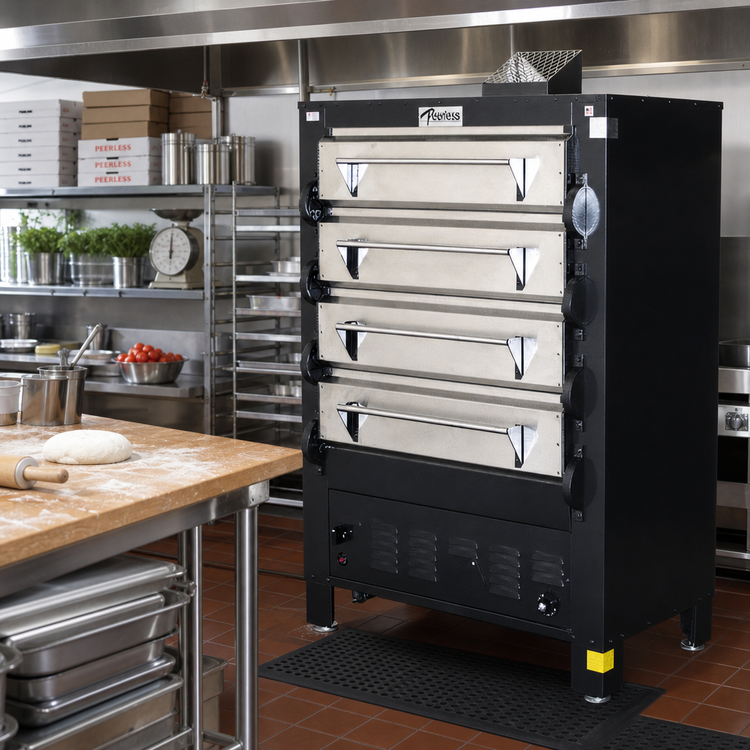 Product image #3 for Peerless 2324P 4-Deck Gas Multideck Pizza Oven with 33" x 22" Stone Decks