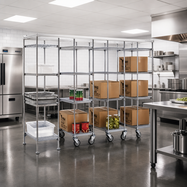 Product image #2 for Master Trak Overhead Track High-Density Storage Mobile Unit Kit for 24-Inch Deep Shelves, Chrome Finish