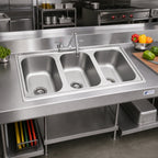 Thumbnail image #2 for Eagle Group SR16-19-8-3 Self-Rimming 3-Compartment Drop-In Sink, 16 x 20 x 8 in Bowls, Faucet and Basket Drains
