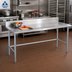 Thumbnail image #2 for Advance Tabco 108-Inch x 30-Inch 16-Gauge 430 Stainless Steel Work Table with 5-Inch Backsplash and Galvanized Base