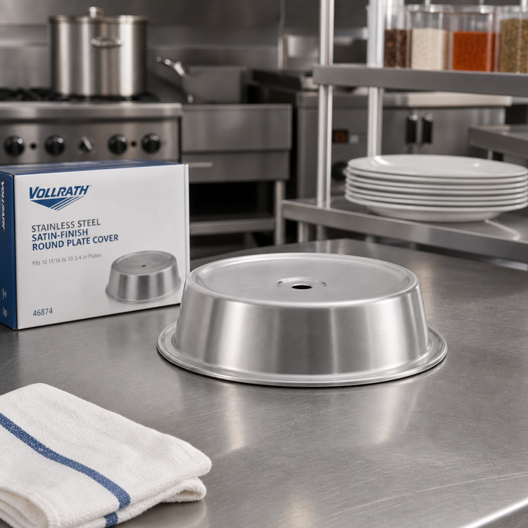 Product image #2 for Vollrath Stainless Steel Satin Finish Round Plate Cover for 10 11/16 to 10 3/4 Inch Plates