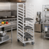 Thumbnail image #2 for Channel T446A Single-Section Trapezoidal Aluminum Cafeteria Tray Rack for 15 x 20 Trays, 70 Inch Height, 30-Tray Capacity