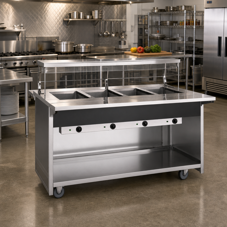 Product image #2 for Atlas Metal BLH-4 Mobile Electric Hot Food Serving Counter with 4 Wells