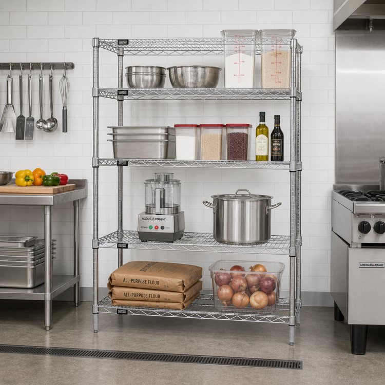 Product image #2 for Quantum 4-Shelf Chrome-Plated Wire Shelving Starter Kit, 54"W x 14"D x 54"H