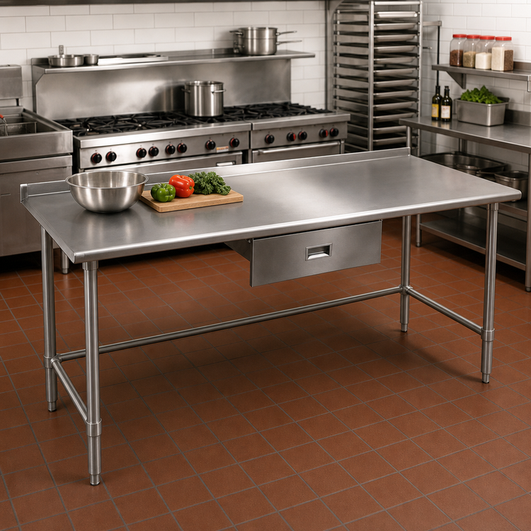 Product image #2 for Eagle Group Budget Series 108-Inch x 36-Inch Stainless Steel Work Table with 1-1/2-Inch Rear Up-Turn