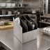 Thumbnail image #2 for American Metalcraft Three-Section Etched Stainless Steel Flatware Holder