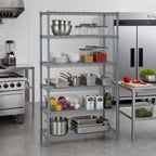 Thumbnail image #3 for Quantum WR86-1860GY-5 5-Shelf Wire Shelving Starter Kit, 60W x 18D x 86H, Gray Epoxy Antimicrobial Finish