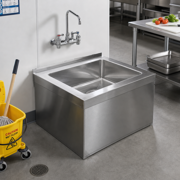 Product image #2 for Steel Works Stainless 25 x 21 x 10 Floor-Mounted Mop Sink with 20 x 16 x 6 Bowl