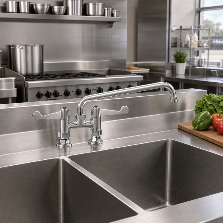 Product image #2 for equip 4-Inch Deck Mount Mixing Faucet with 10-Inch Swing Nozzle and Wrist Handles