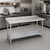 Thumbnail image #2 for Duke 60 x 30 Inch 14-Gauge Stainless Steel Work Table with 1-1/8 Inch Straight Riser and Galvanized Undershelf