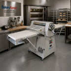 Thumbnail image #2 for DoughXpress BakeryXpress DXP-FRS03 Floor Model Reversible Dough Sheeter, 25" x 95" Conveyor, Adjustable 1/8"–2" Thickness